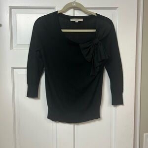LOFT Black Bow-Detail Scoop Neck Sweater